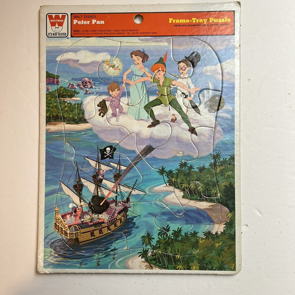Vintage Whitman Walt Disney Peter Pan Frame Tray Puzzle Storybook Learning Tool - Picture 5 of 9